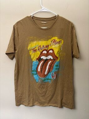 Old Navy Rolling Stones Graphic Tee Brown Lips Tongue Logo Band Tee Women’s M